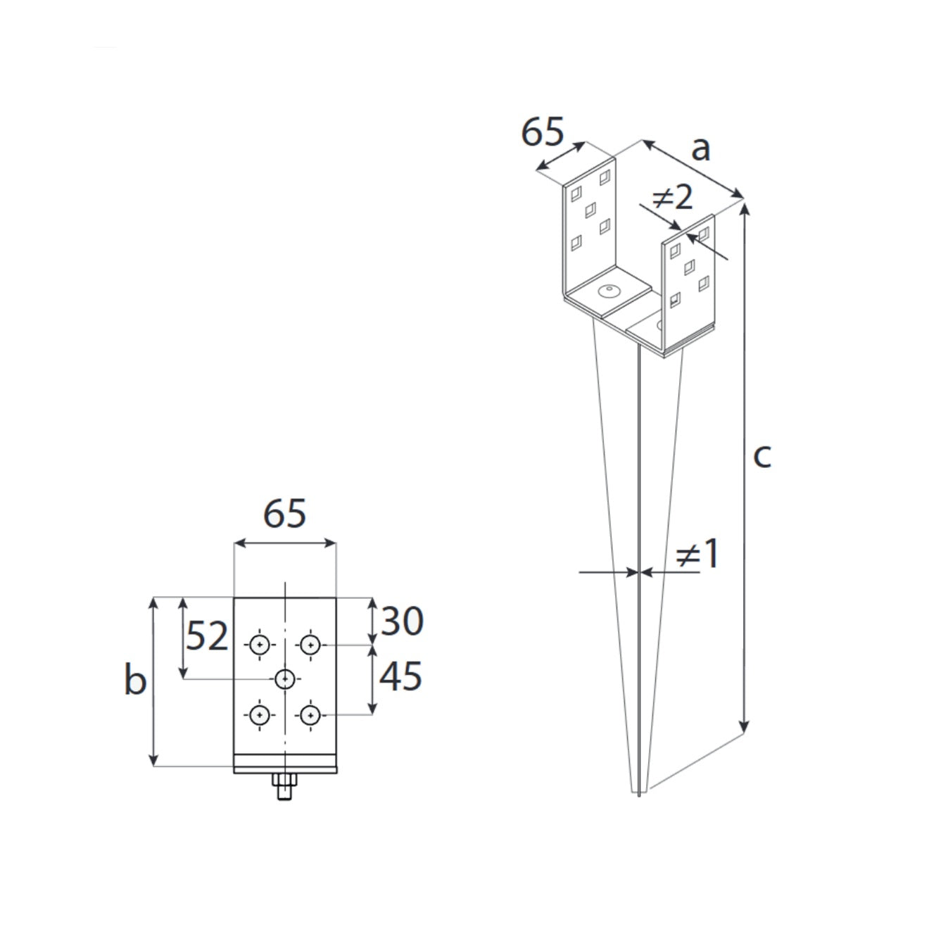DOMAX PSGR nabíjacia pätka stĺpika nastaviteľná technické parametre