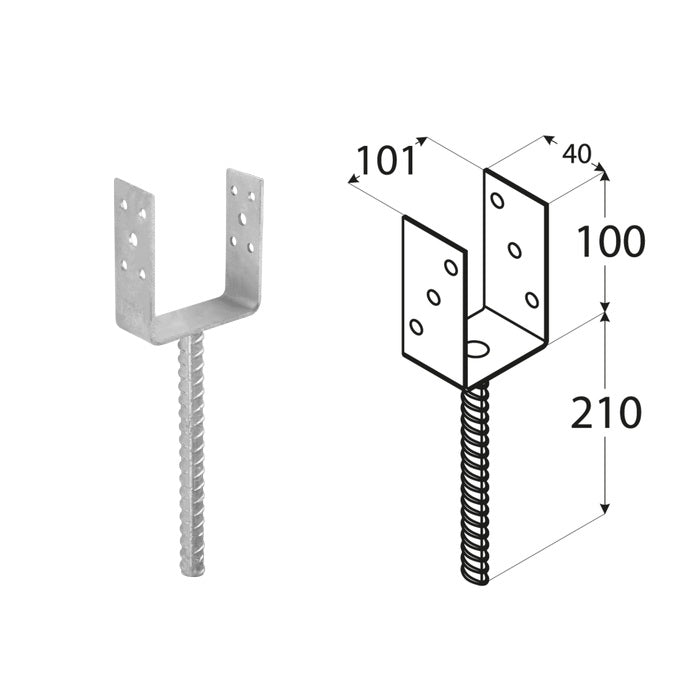 DOMAX PSL zapustená pätka stĺpika typu U 45 technický popis 100 (ZNO)