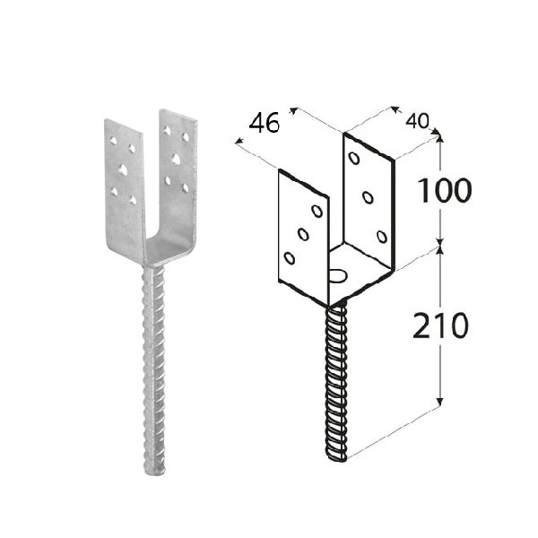 DOMAX PSL zapustená pätka stĺpika typu U (ZNO) 45