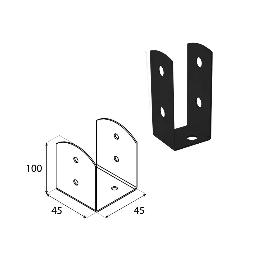 DOMAX PSOL zaskrutkovacia pätka stĺpika typu U nastaviteľná AN 45