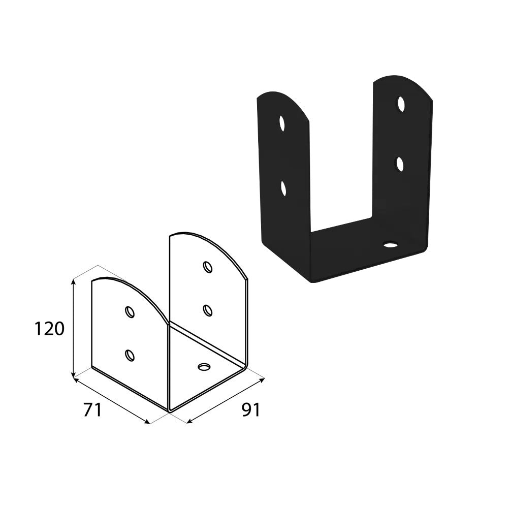 DOMAX PSOL zaskrutkovacia pätka stĺpika typu U nastaviteľná AN 91