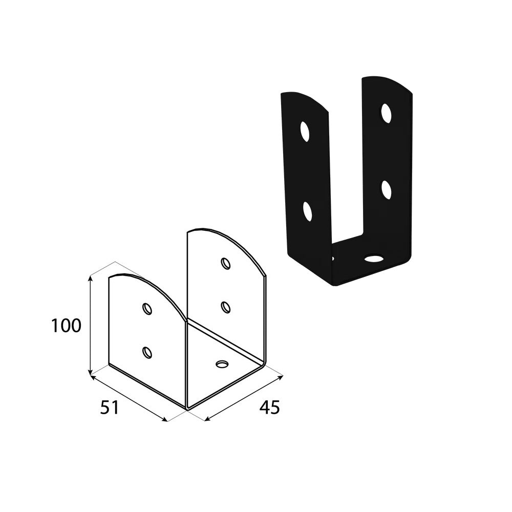 DOMAX PSOL zaskrutkovacia pätka stĺpika typu U nastaviteľná C 51