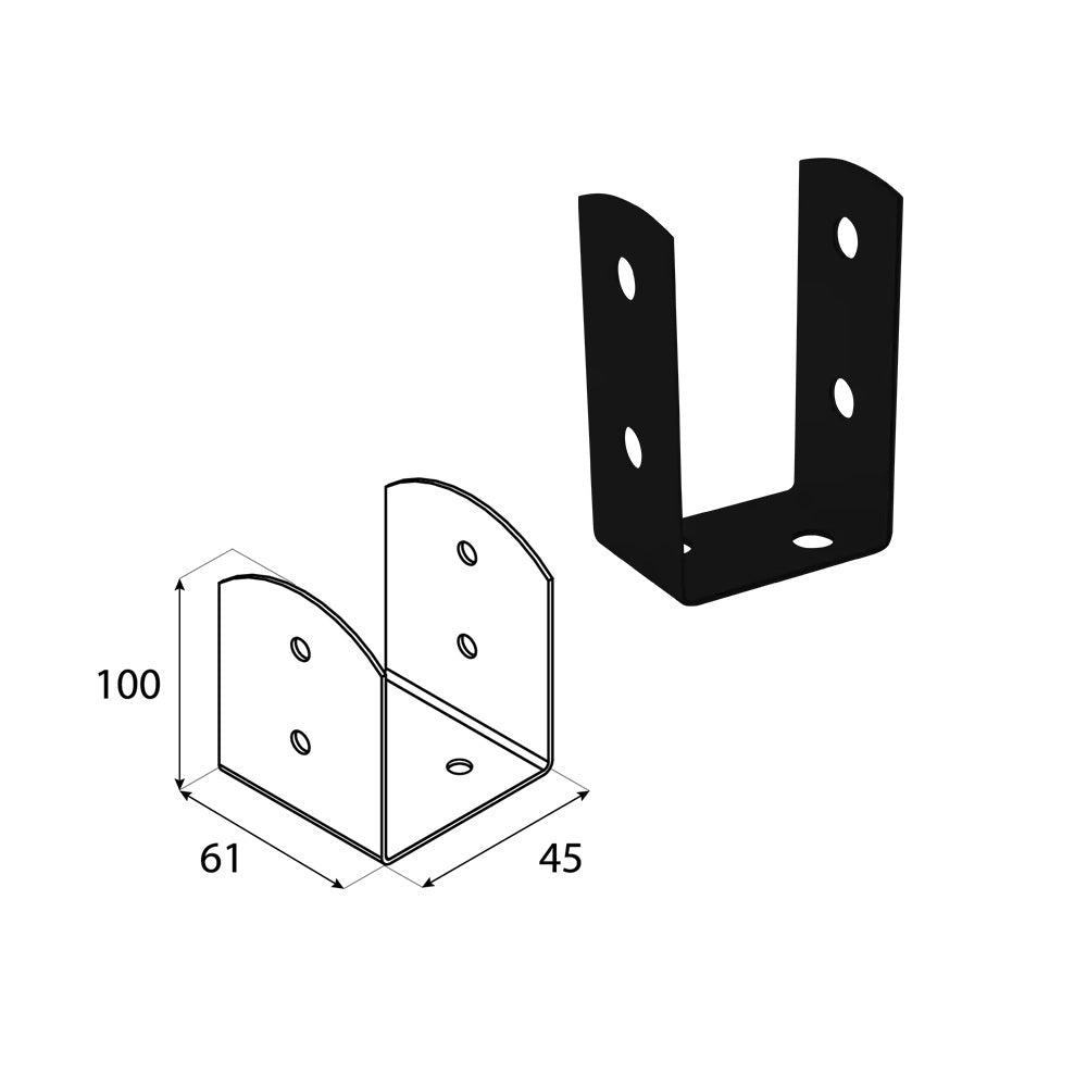 DOMAX PSOL zaskrutkovacia pätka stĺpika typu U nastaviteľná C 61