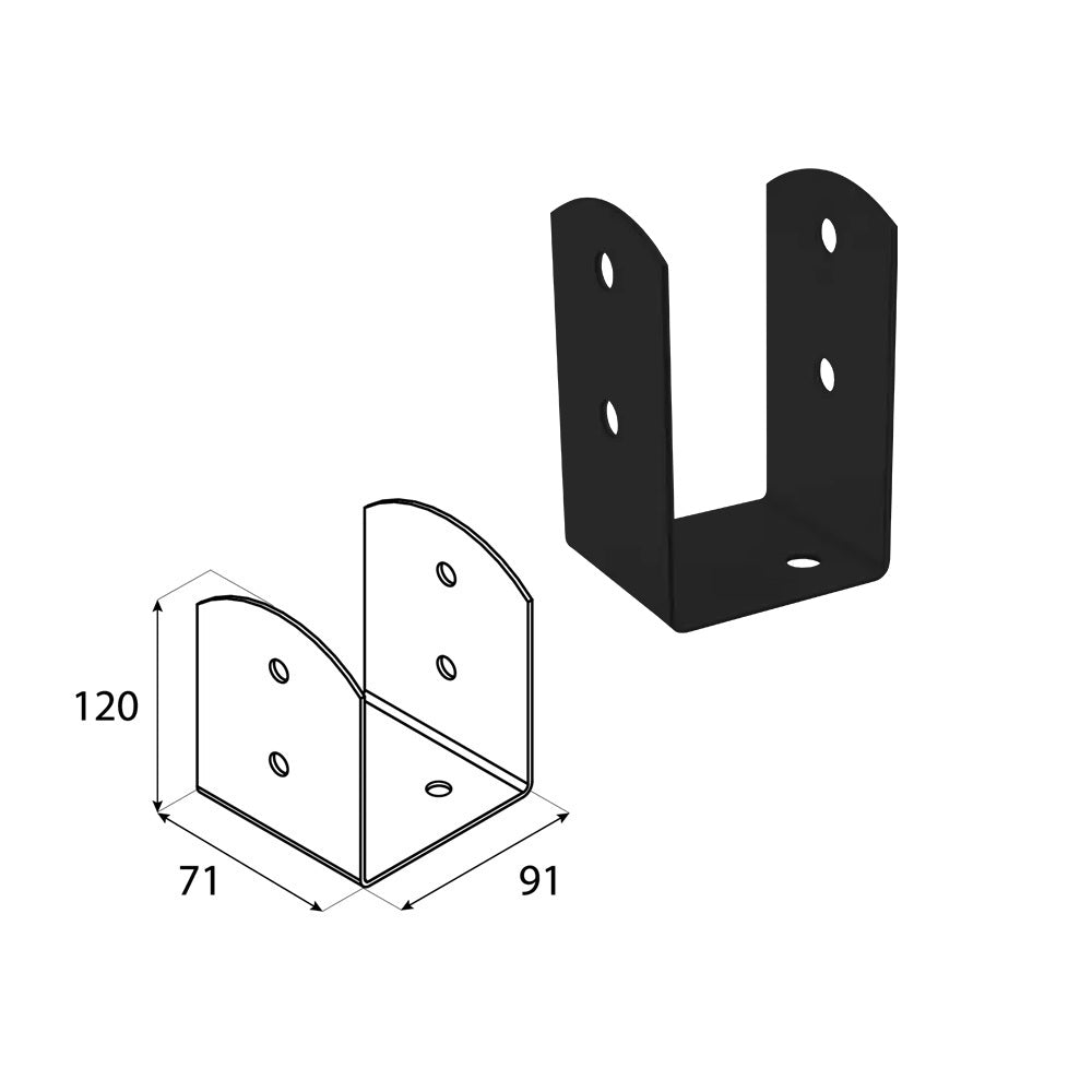 DOMAX PSOL zaskrutkovacia pätka stĺpika typu U nastaviteľná C 91