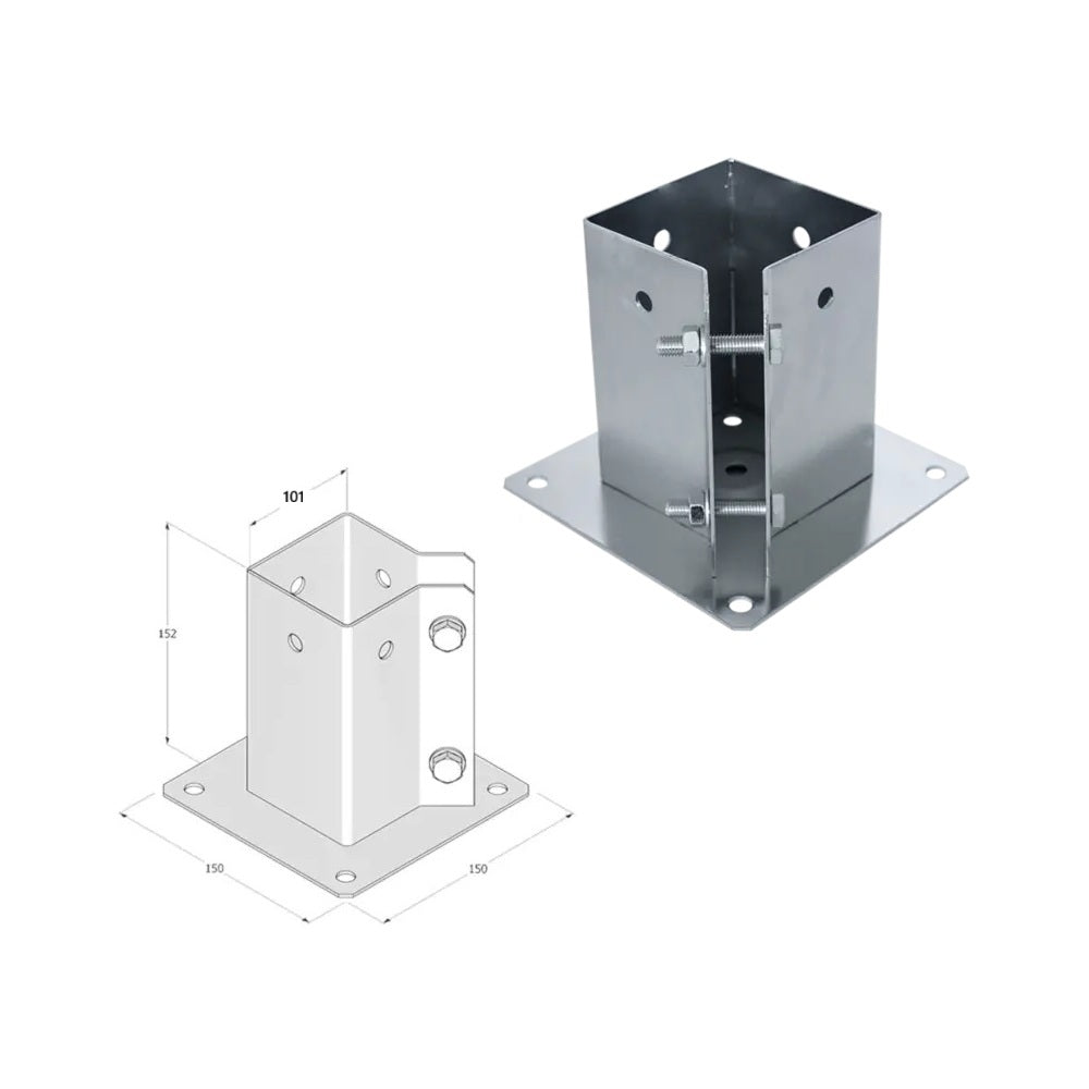 DOMAX PSPA zaskrutkovacia pätka stĺpika so štvorcovou základňou (ZNG) 101