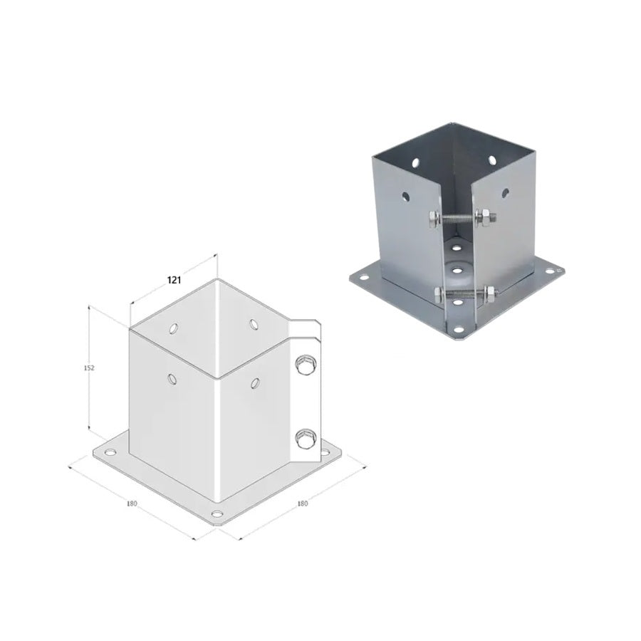 DOMAX PSPA zaskrutkovacia pätka stĺpika so štvorcovou základňou (ZNG) 121