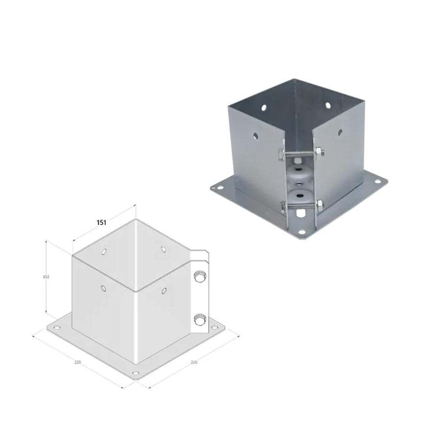 DOMAX PSPA zaskrutkovacia pätka stĺpika so štvorcovou základňou (ZNG) 151