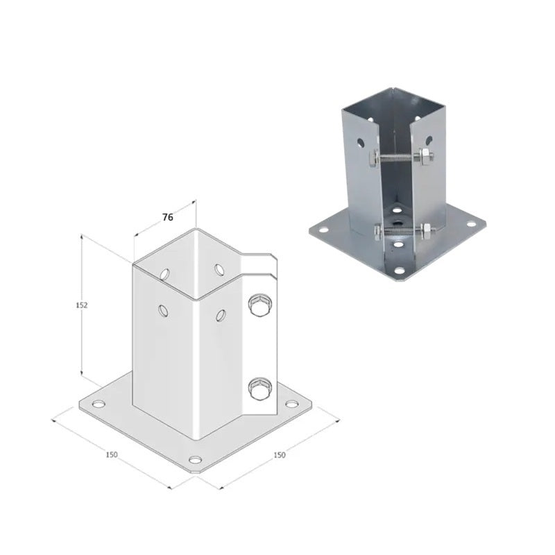 DOMAX PSPA zaskrutkovacia pätka stĺpika so štvorcovou základňou (ZNG) 76