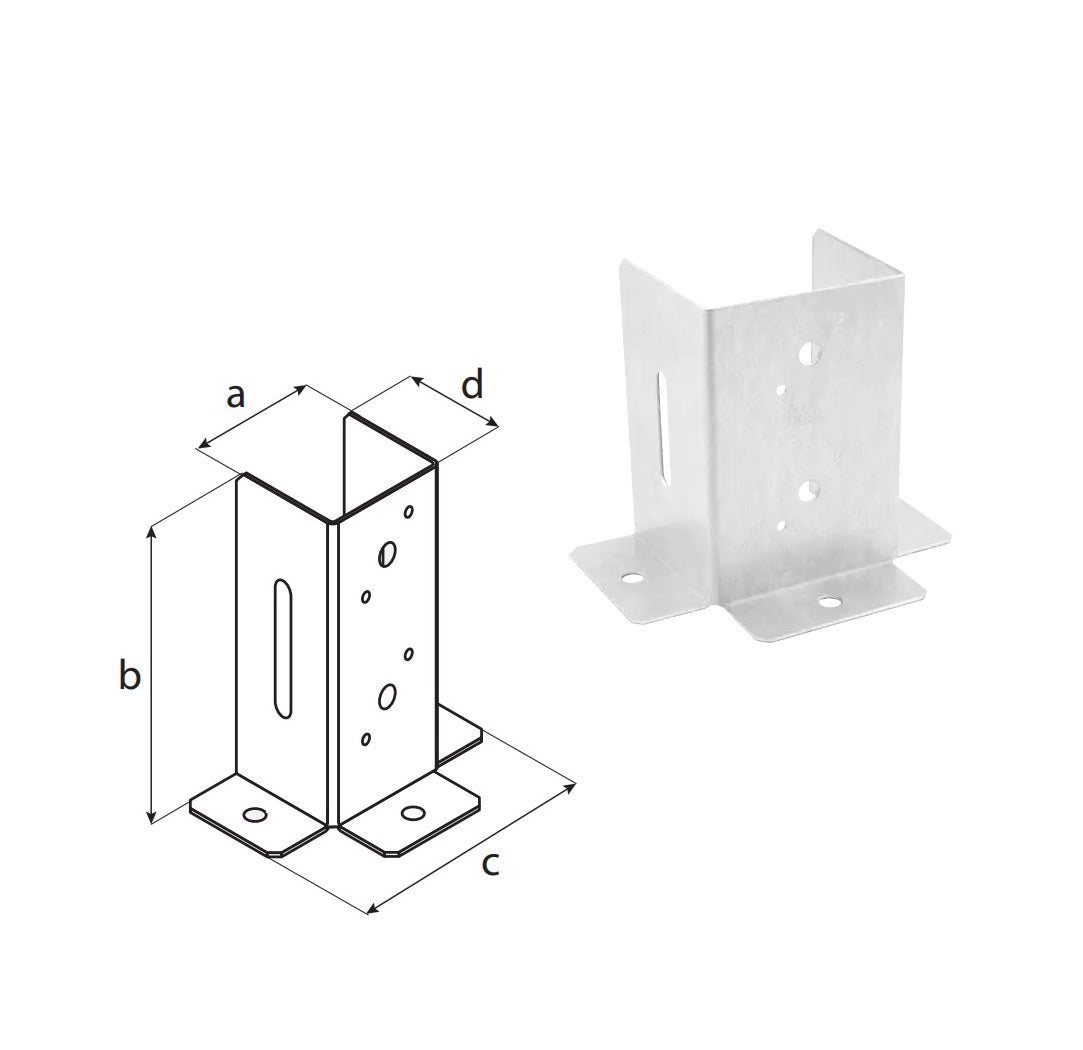 DOMAX PSP DX zaskrutkovacia pätka stĺpika so štvorcovou základňou otvorená