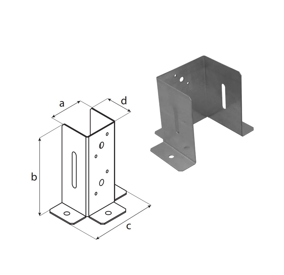 DOMAX PSP DX zaskrutkovacia pätka stĺpika so štvorcovou základňou otvorená