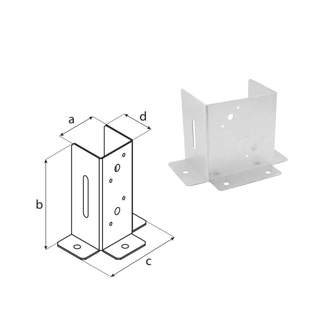 DOMAX PSP DX zaskrutkovacia pätka stĺpika so štvorcovou základňou otvorená