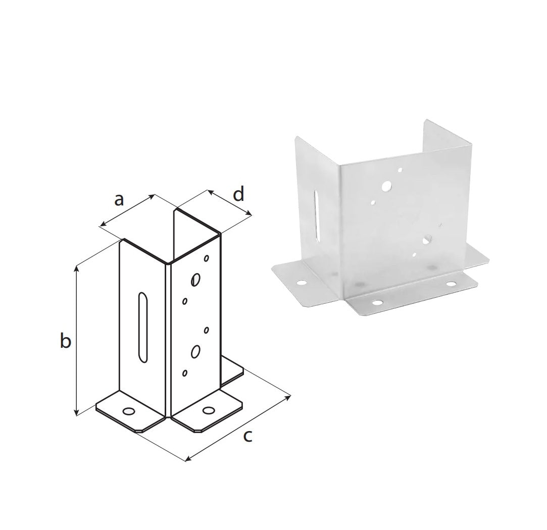 DOMAX PSP DX zaskrutkovacia pätka stĺpika so štvorcovou základňou otvorená