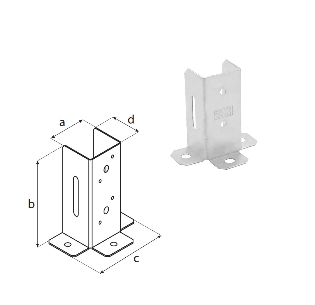 DOMAX PSP DX zaskrutkovacia pätka stĺpika so štvorcovou základňou otvorená