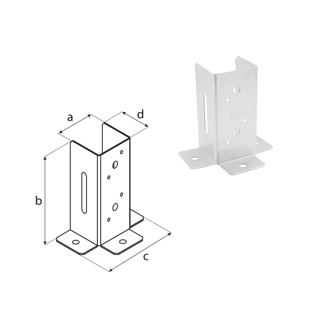 DOMAX PSP DX zaskrutkovacia pätka stĺpika so štvorcovou základňou otvorená