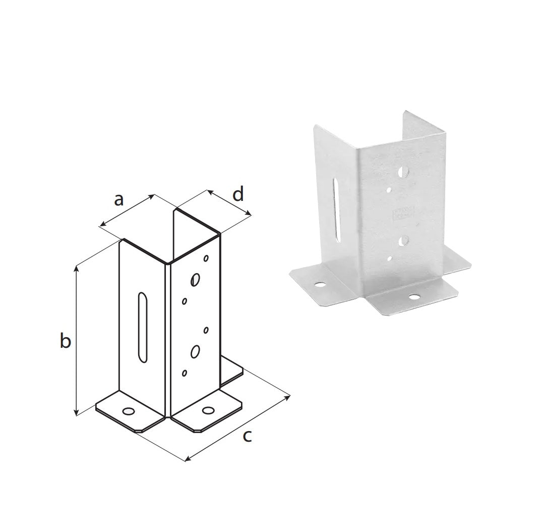DOMAX PSP DX zaskrutkovacia pätka stĺpika so štvorcovou základňou otvorená