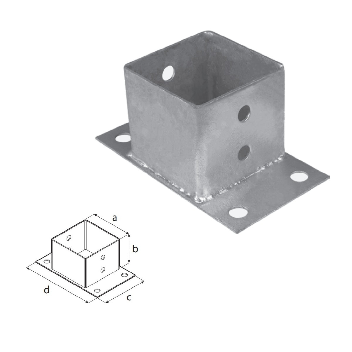 DOMAX PSPN zaskrutkovacia pätka stĺpika s obdĺžnikovou základňou 70