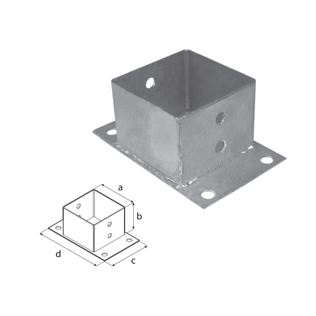 DOMAX PSPN zaskrutkovacia pätka stĺpika s obdĺžnikovou základňou ZNO 90