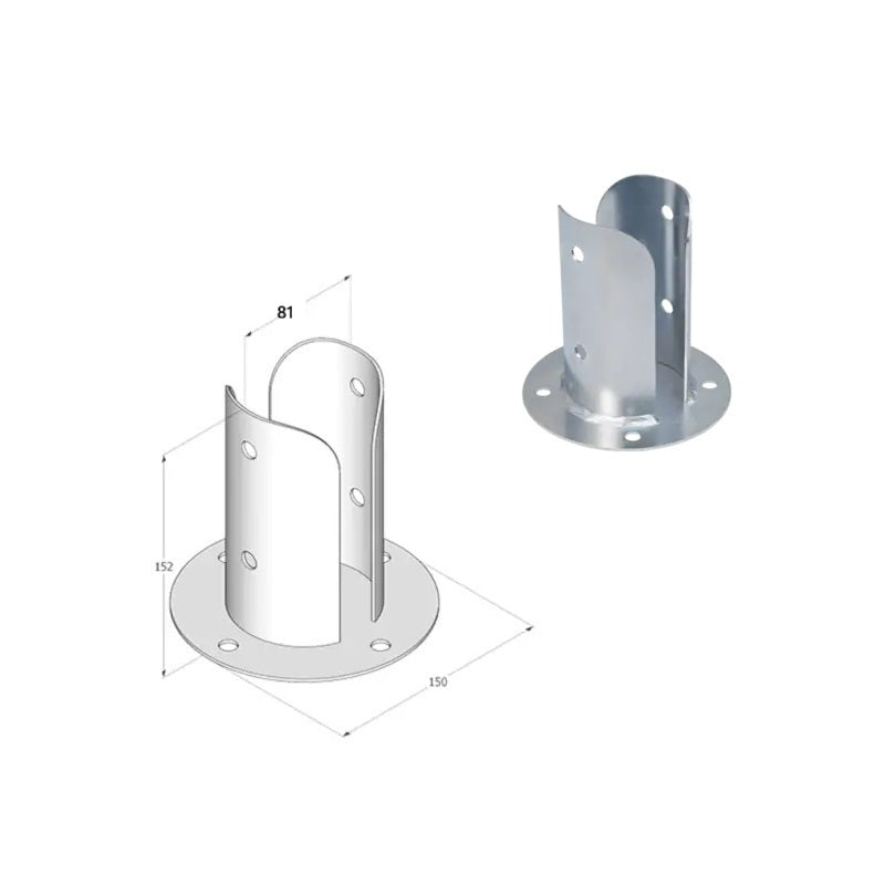 DOMAX PSPOD zaskrutkovacia pätka stĺpika s okrúhlou základňou (ZNG) 80