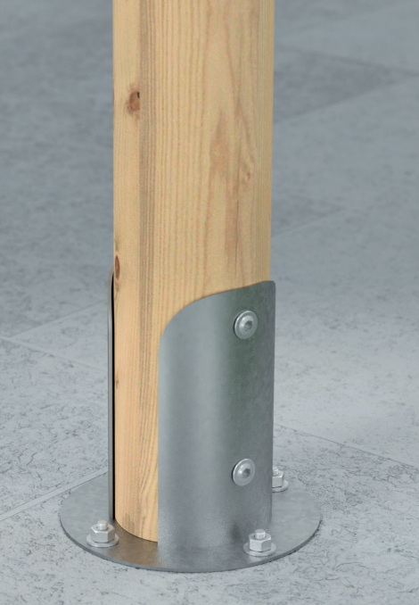 DOMAX PSPOD zaskrutkovacia pätka stĺpika s okrúhlou základňou_ukázka1