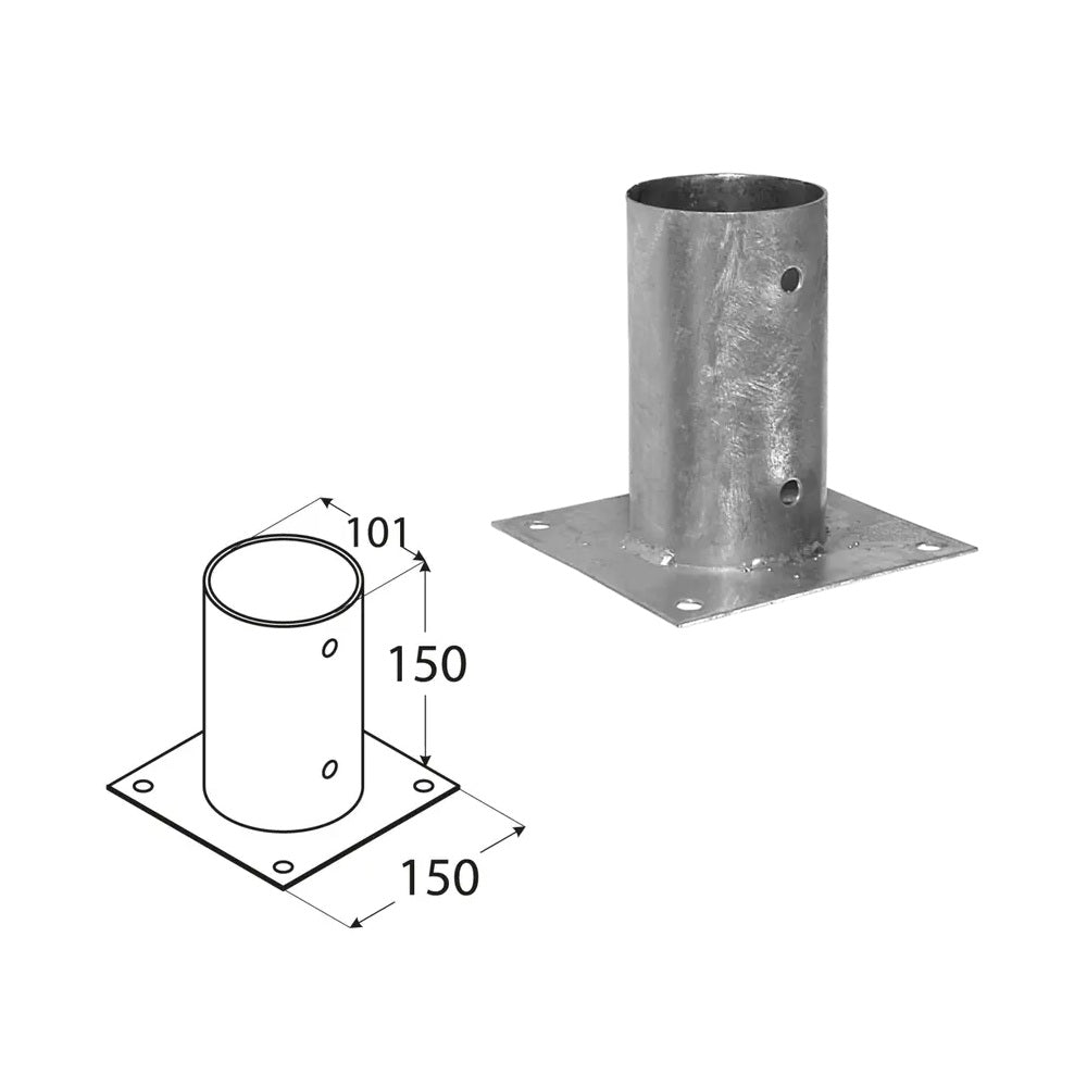 DOMAX PSPO zaskrutkovacia pätka stĺpika so štvorcovou základňou kruhová 100
