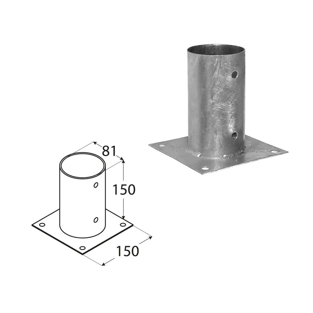 DOMAX PSPO zaskrutkovacia pätka stĺpika so štvorcovou základňou kruhová 80