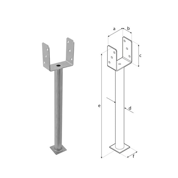 DOMAX PS R500 zapúšťacia pätka stĺpika typu U s dlhou rúrou 120