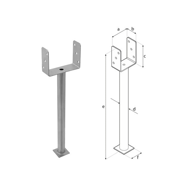DOMAX PS R500 zapúšťacia pätka stĺpika typu U s dlhou rúrou 160