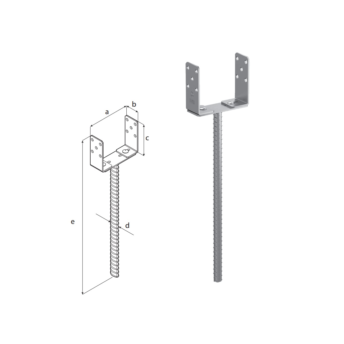 DOMAX PSRU 60-200 500 zapustená pätka stĺpika typu U nastaviteľná technické parametre