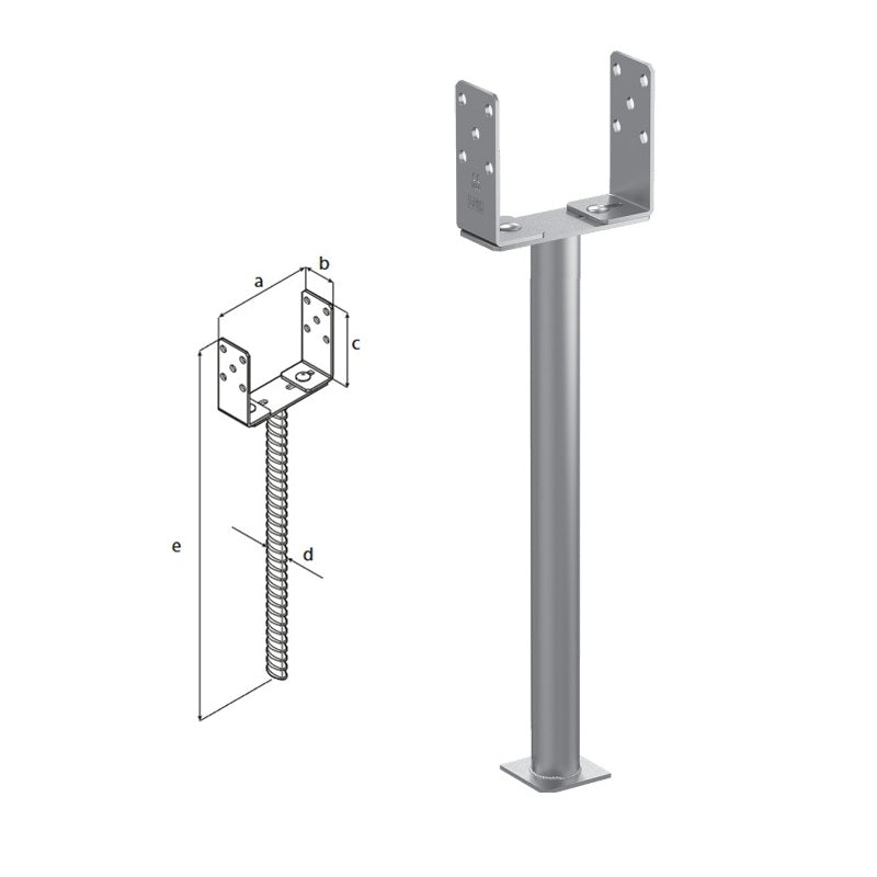 DOMAX PSRU 60-200 R500 zapustená pätka stĺpika typu U nastaviteľná 0-200