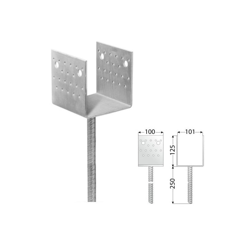 DOMAX PSS zapustená pätka stĺpika typu U 100 ZNG