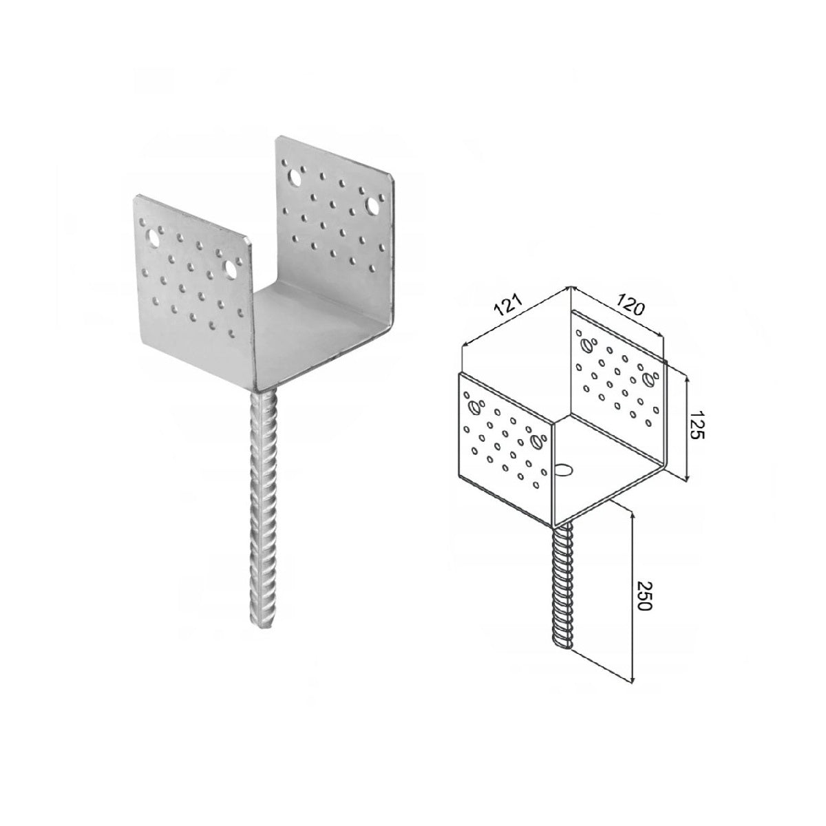 DOMAX PSS zapustená pätka stĺpika typu U 120 ZNG