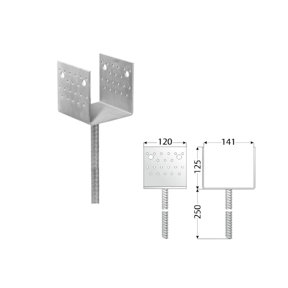 DOMAX PSS zapustená pätka stĺpika typu U
