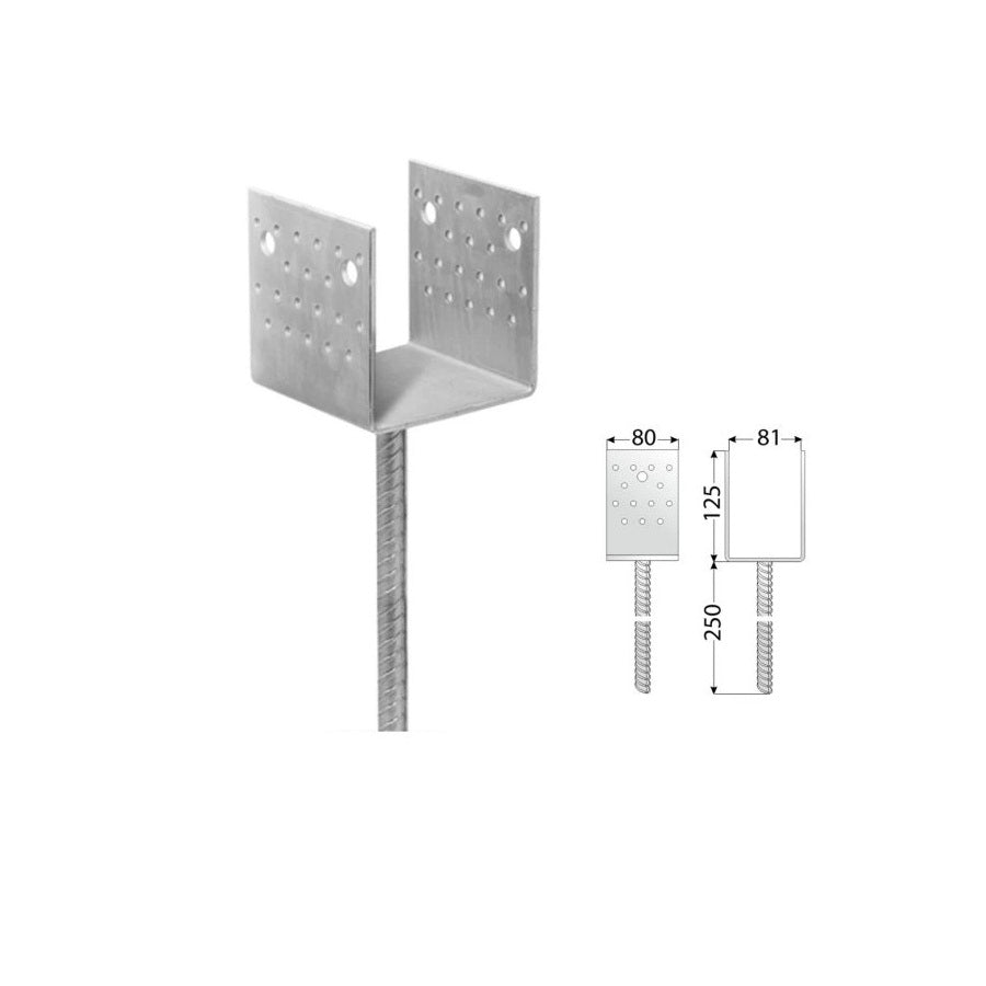 DOMAX PSS zapustená pätka stĺpika typu U 80 ZNG