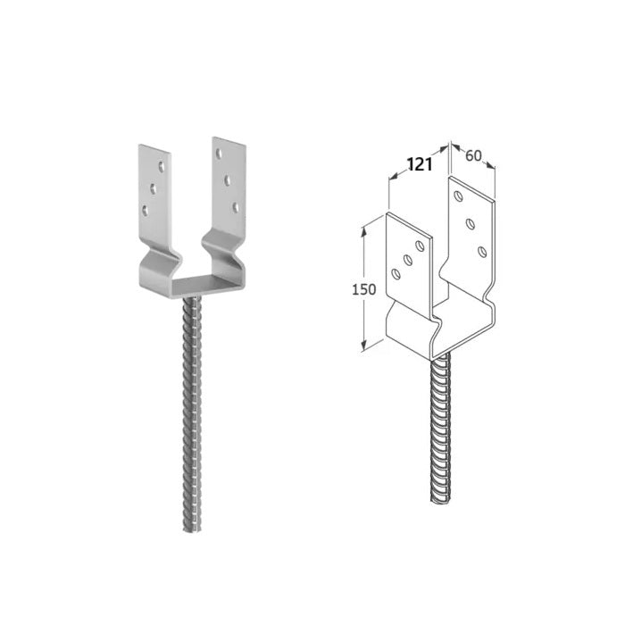 DOMAX PSZ zapustená pätka stĺpika typu U (ZNO) 120