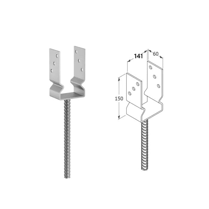 DOMAX PSZ zapustená pätka stĺpika typu U (ZNO) 140