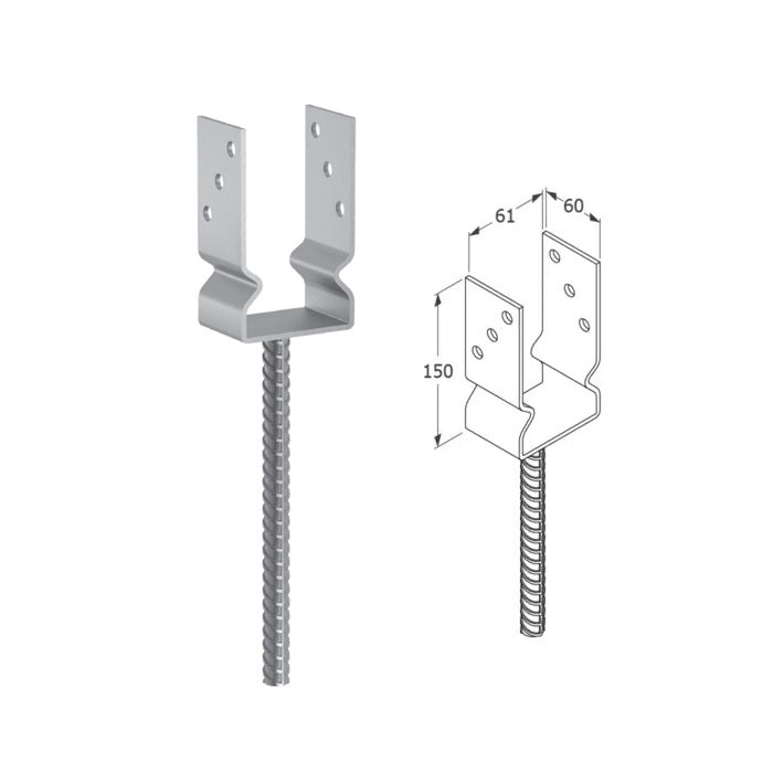 DOMAX PSZ zapustená pätka stĺpika typu U (ZNO)60