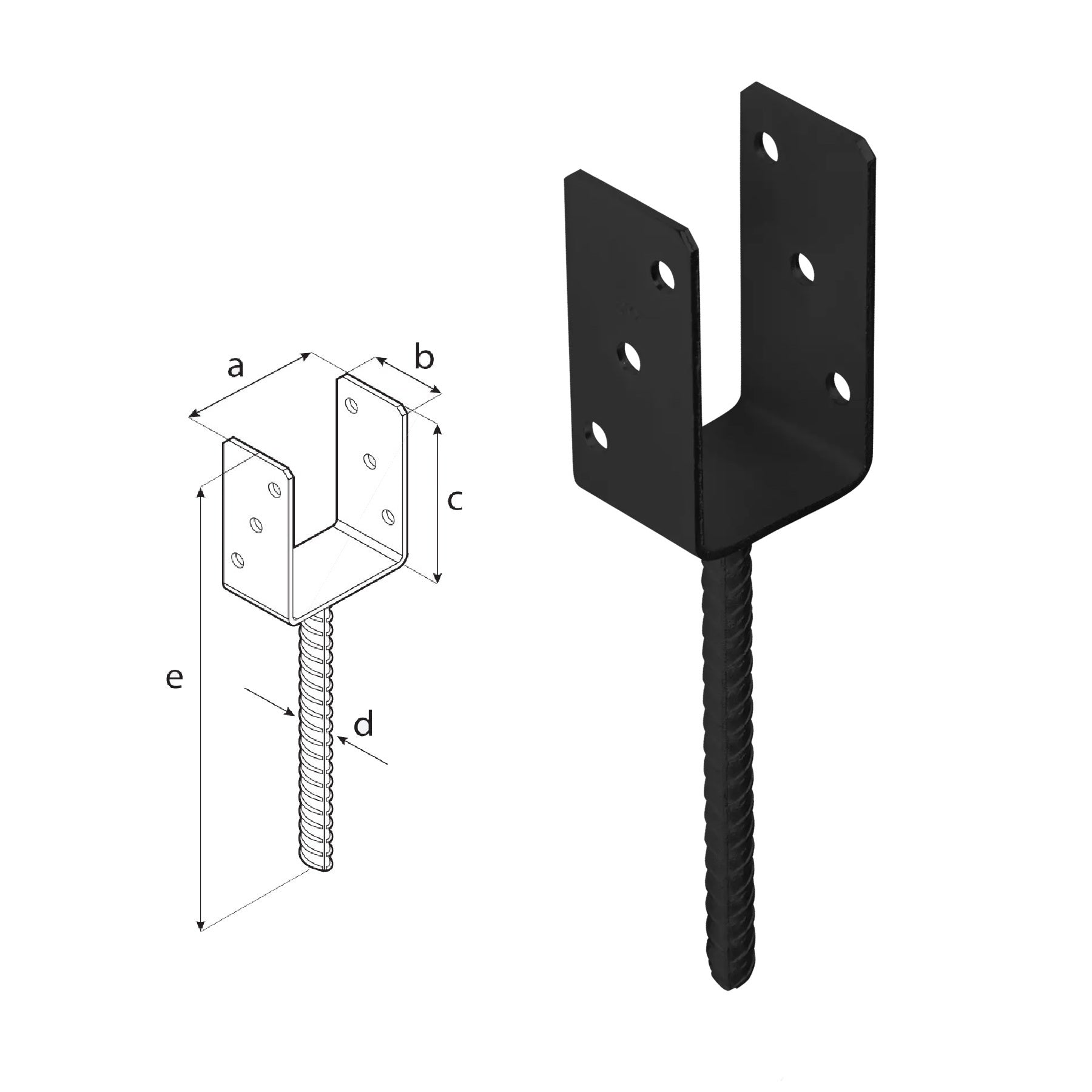 DOMAX PS zapustená pätka stĺpika typu U AN 70