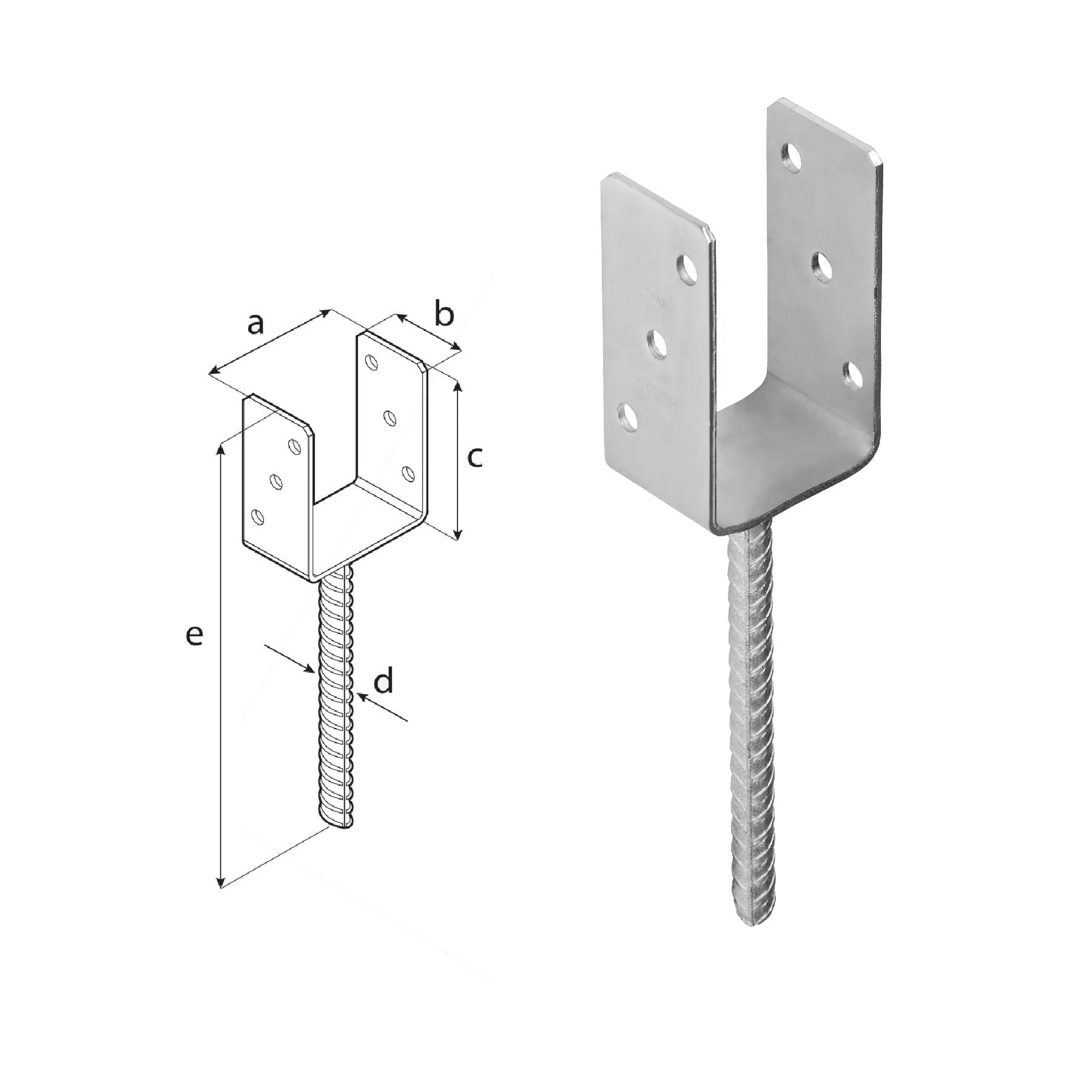 DOMAX PS zapustená pätka stĺpika typu U ZNO 75