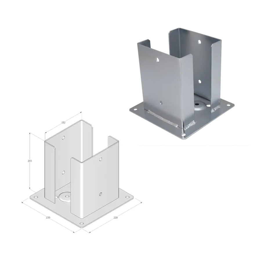 DOMAX PSPD zaskrutkovacia pätka stĺpika so štvorcovou základňou ZNG 150
