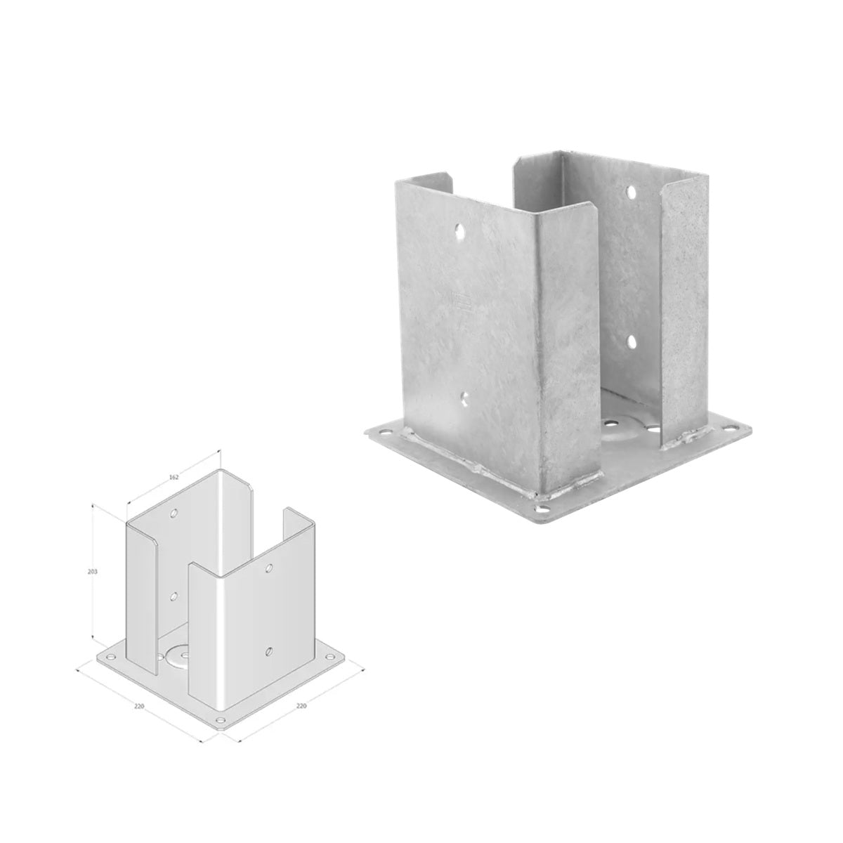DOMAX PSPD zaskrutkovacia pätka stĺpika so štvorcovou základňou ZNG 160