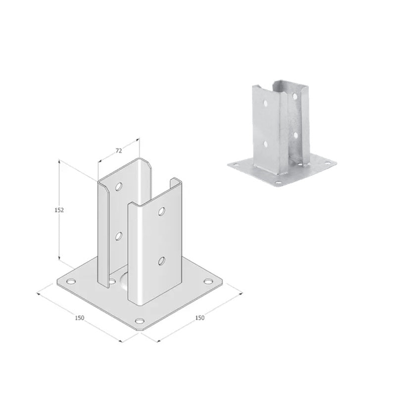 DOMAX PSPD zaskrutkovacia pätka stĺpika so štvorcovou základňou ZNG 80