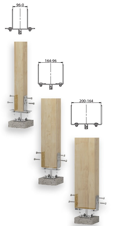 DOMAX PSRT R65 zaskrutkovacia pätka stĺpika typu U nastaviteľná montovanie