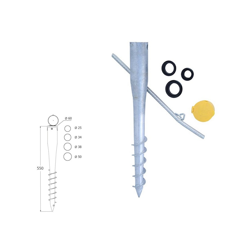 DOMAX PWO zemná zaskrutkovacia pätka stĺpika s distančným prvkom 60 technické parametre