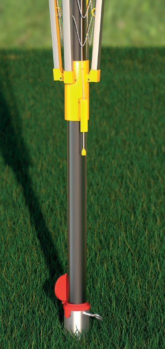 DOMAX PWO zemná zaskrutkovacia pätka stĺpika s distančným prvkom montáž