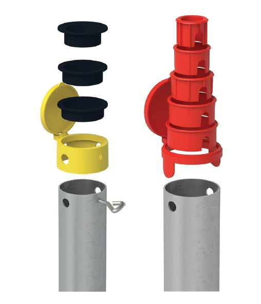 DOMAX PWO zemná zaskrutkovacia pätka stĺpika s distančným prvkom zloženie