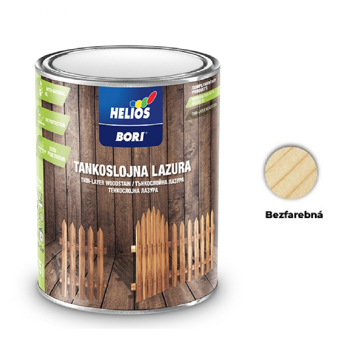 HELIOS BORI Tenkovrstvá lazúra na drevo - bezfarebná