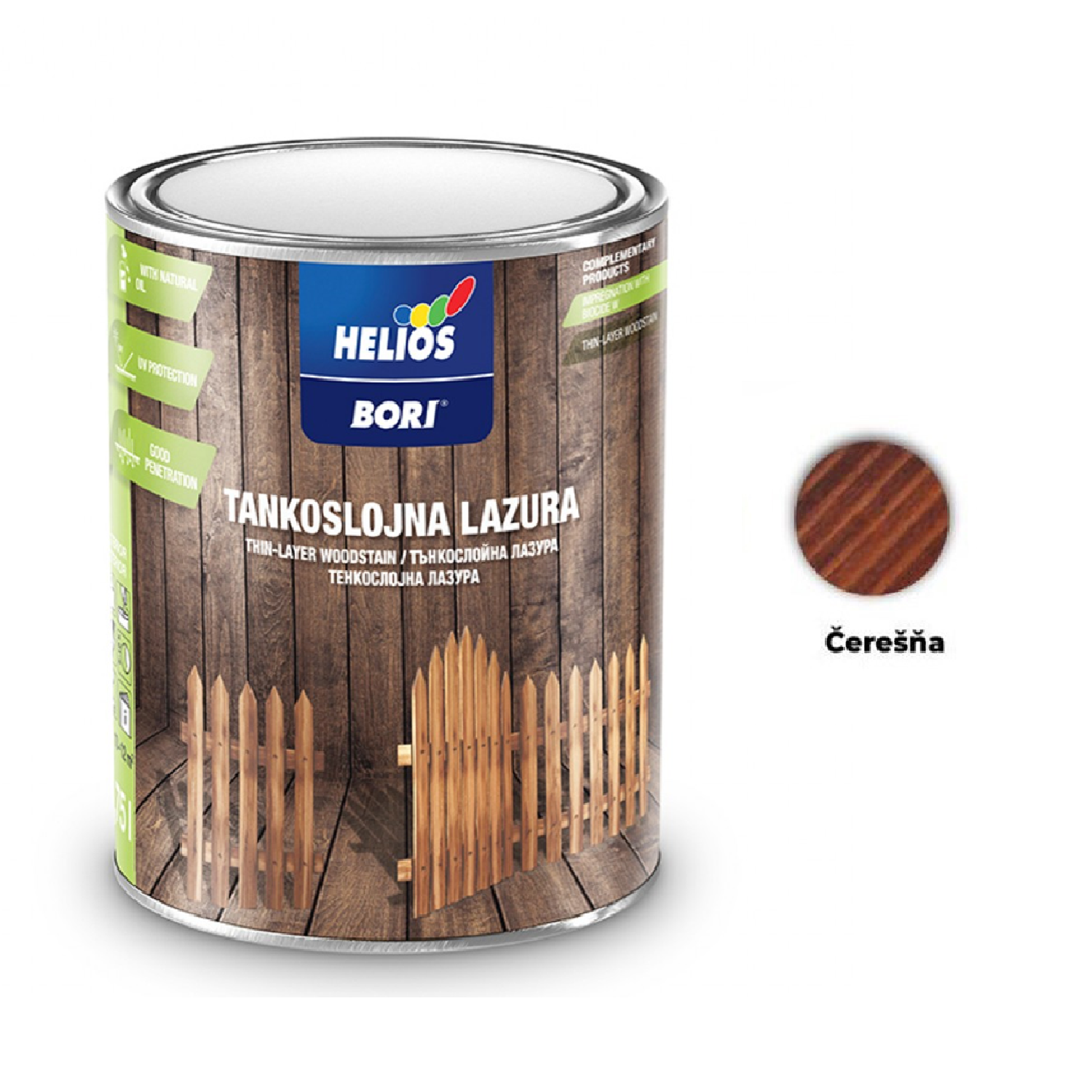 HELIOS BORI Tenkovrstvá lazúra na drevo - čerešňa