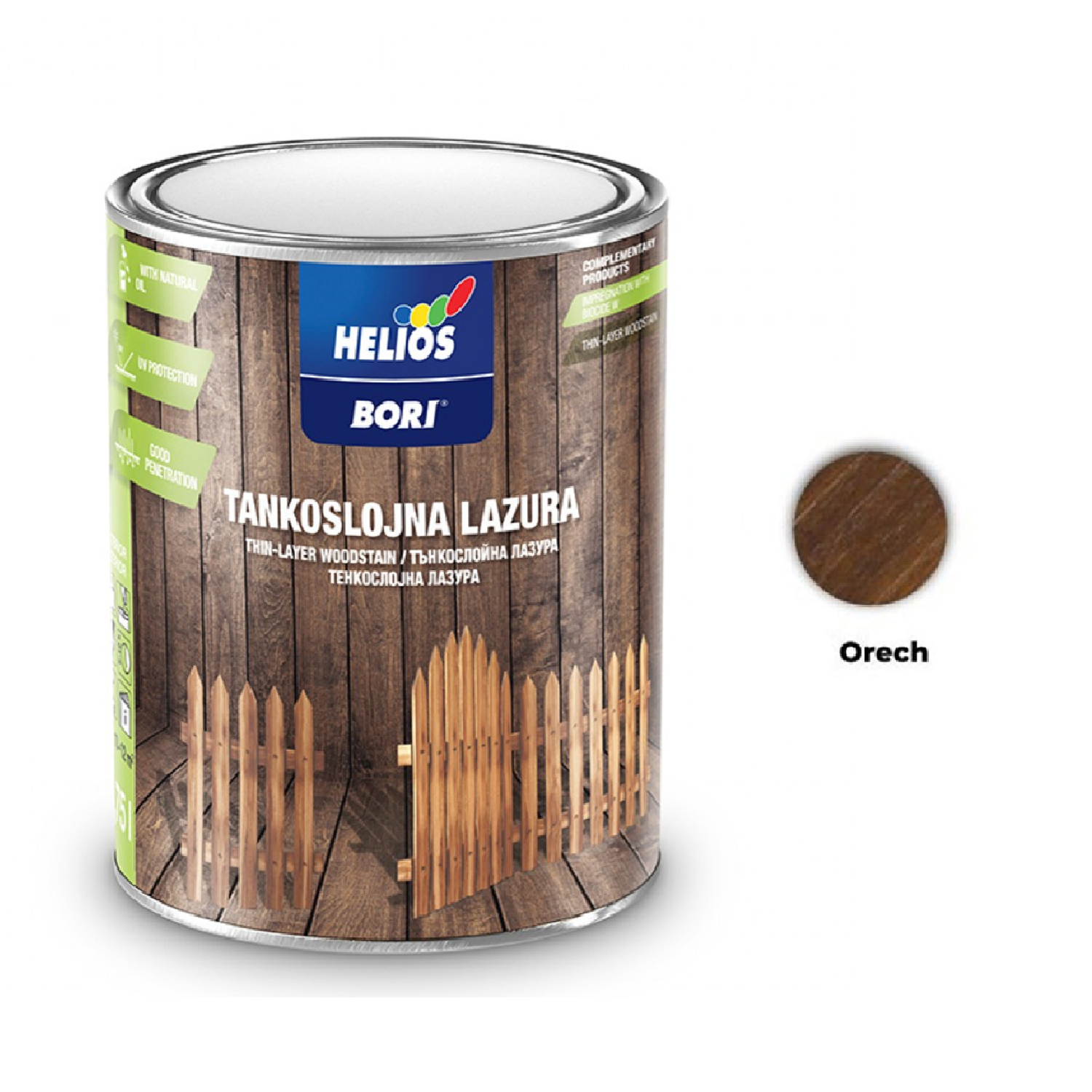 HELIOS BORI Tenkovrstvá lazúra na drevo - orech