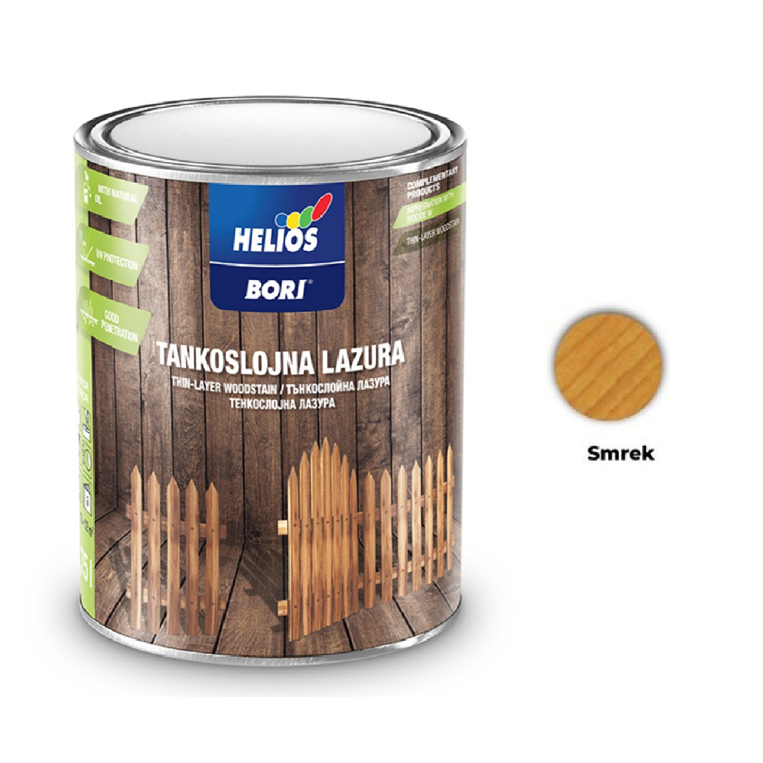 HELIOS BORI Tenkovrstvá lazúra na drevo - smrek