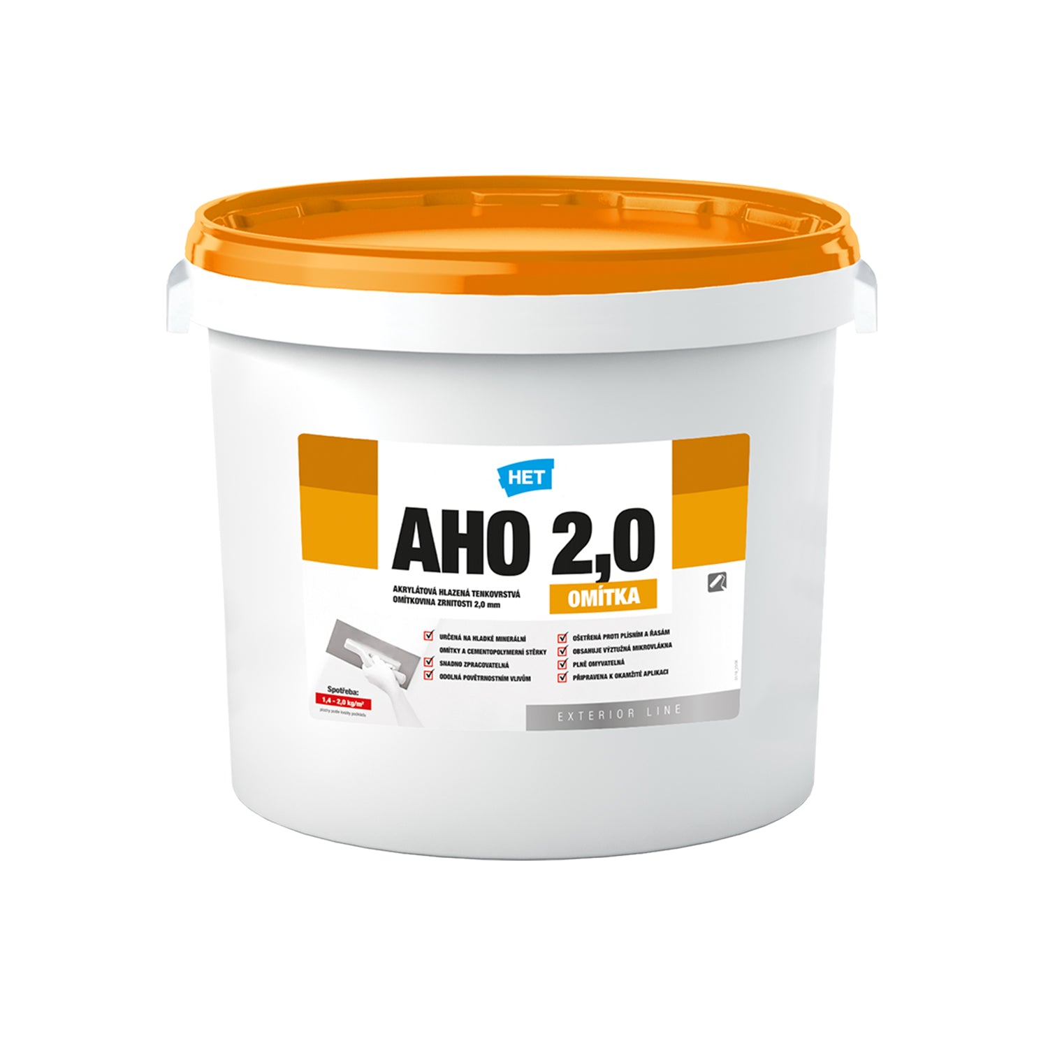 HET AHO umývateľná akrylátová hladená fasádna omietka - 25 kg (2,0 zrnitosť)